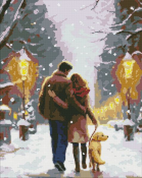 Алмазна мозаїка - "Сімейна прогулянка" з голограмними стразами (AB) ©art_selena_ua, 40х50см  фото 1