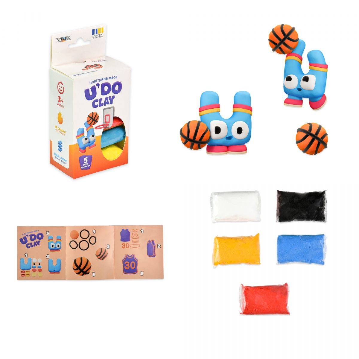 Набір для творчості "UʼDO Clay" 5 шт, брикет 10 г (укр)  фото 1