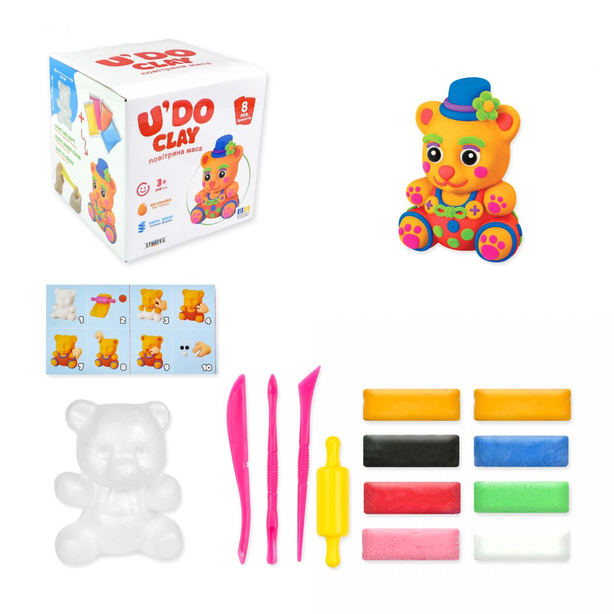 Набір для творчості (повітряний пластилін) "Ведмідь UʼDO Clay"  фото 1