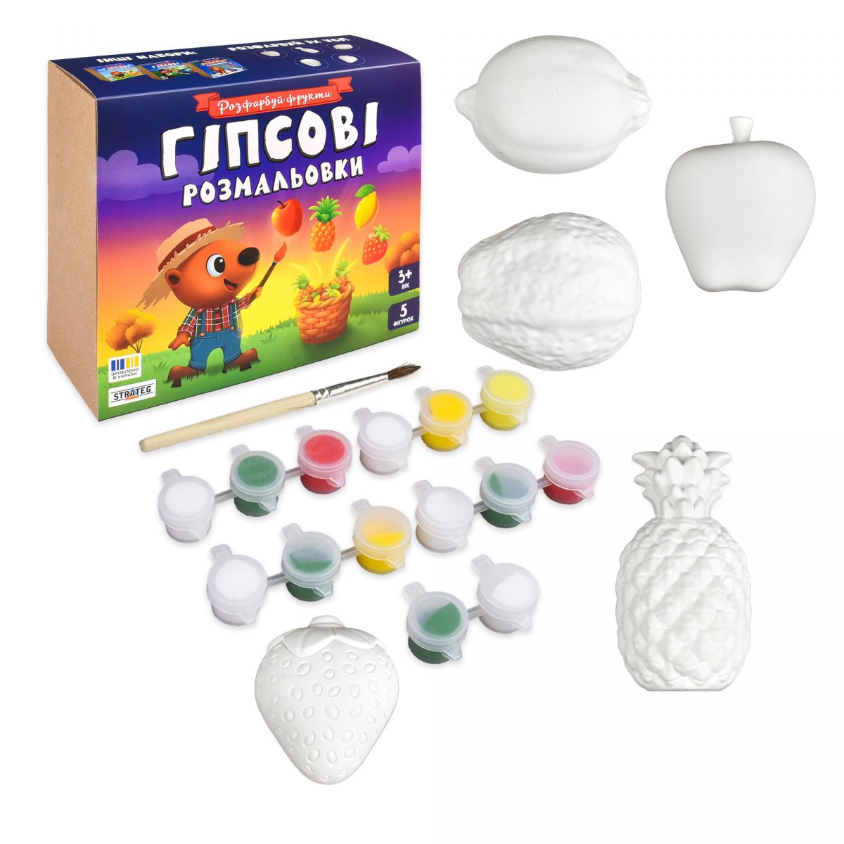 Набір для творчості "Гіпсові розмальовки: розфарбуй фрукти"  фото 1