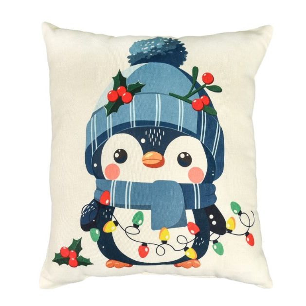 Подушка мікровелюр "Різдвяні вогники" 35х40 см  фото 1