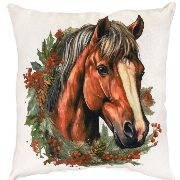 Подушка мікровелюр "Ягідний кінь" 35х35 см  фото 1