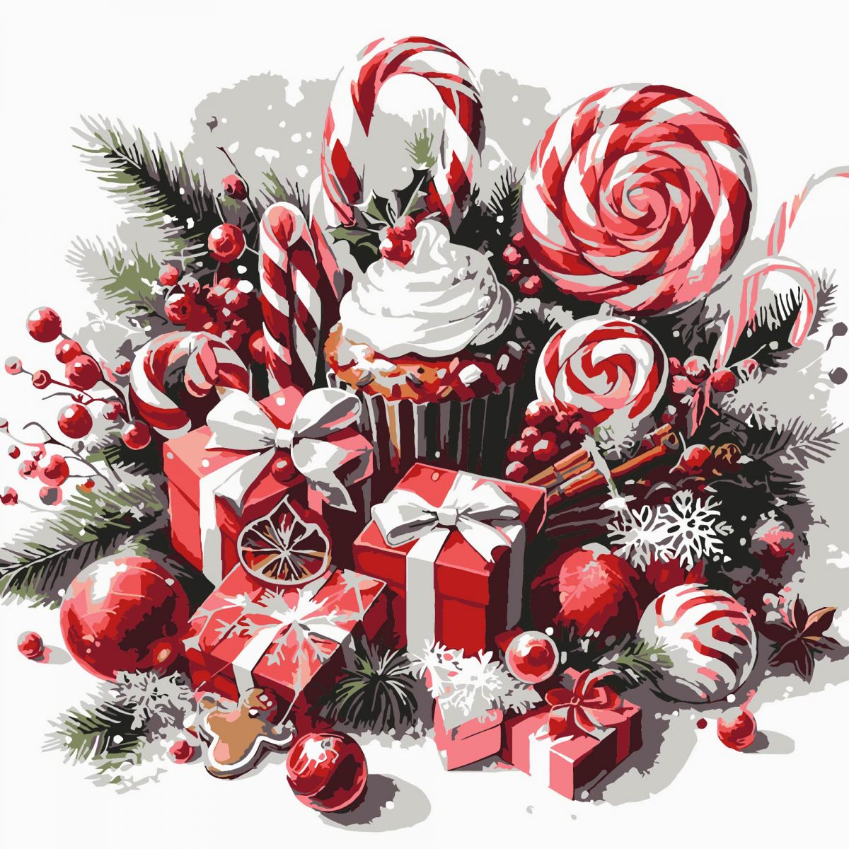 Картина по номерах "Різдвяні солодощі" 30х30 см  фото 1