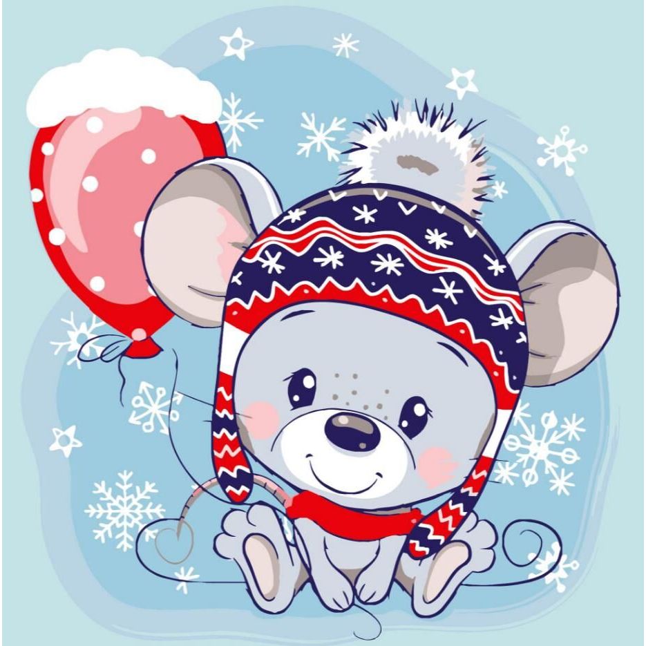 Картина по номерах "Мишеня з кулькою" 30х30 см  фото 1