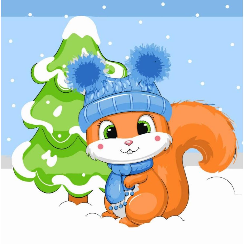 Картина по номерах "Білочка біля ялинки" 30х30 см  фото 1