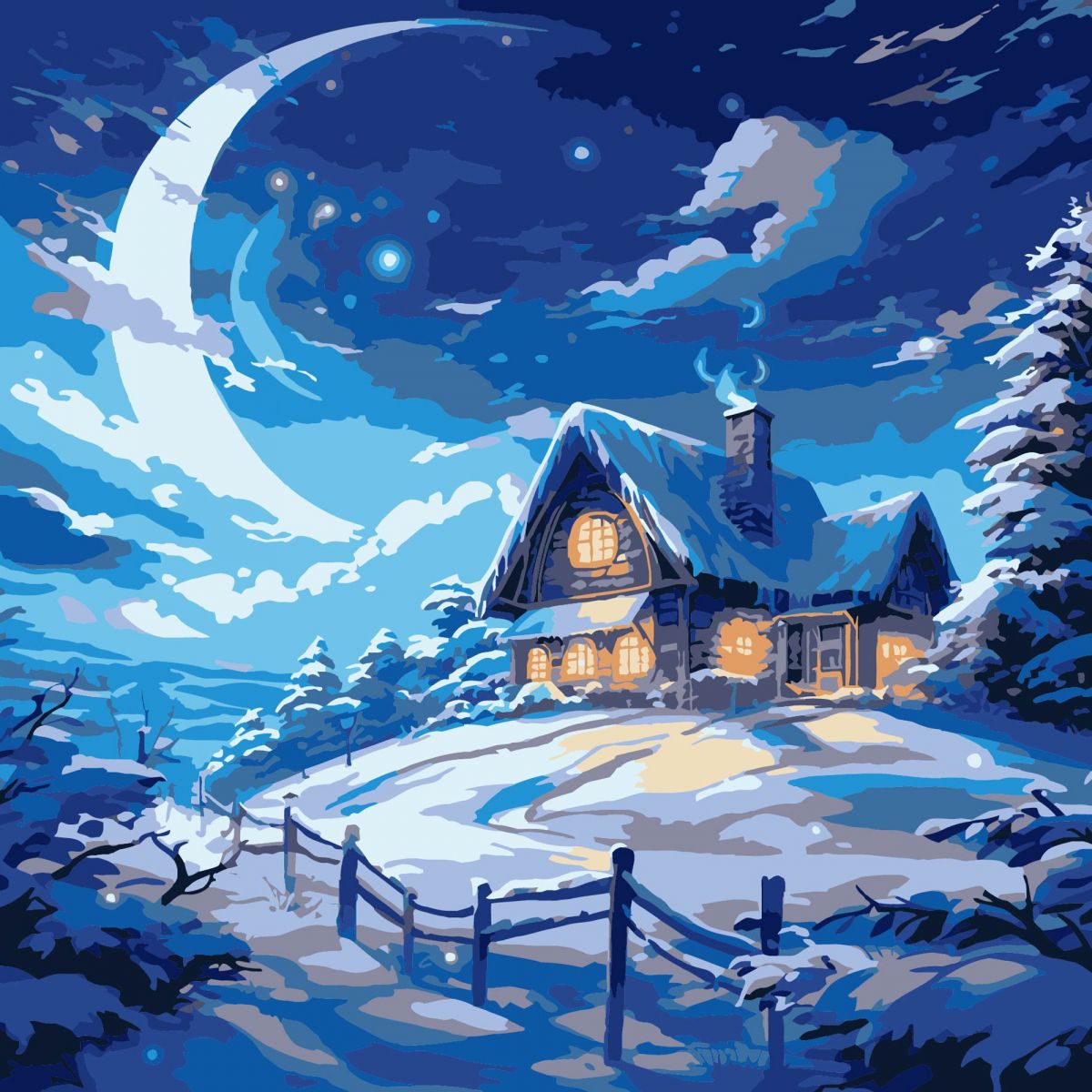 Картина по номерах "Зимова хатинка" 30х30 см  фото 1