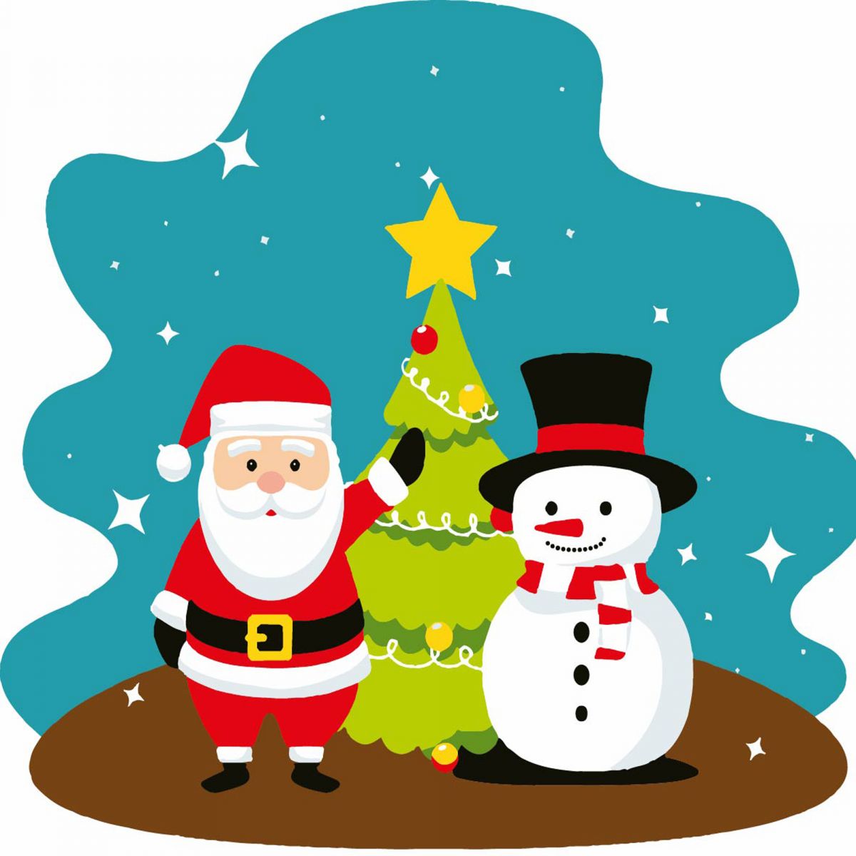 Картина по номерах "Санта та Сніговик" 20х20 см  фото 1