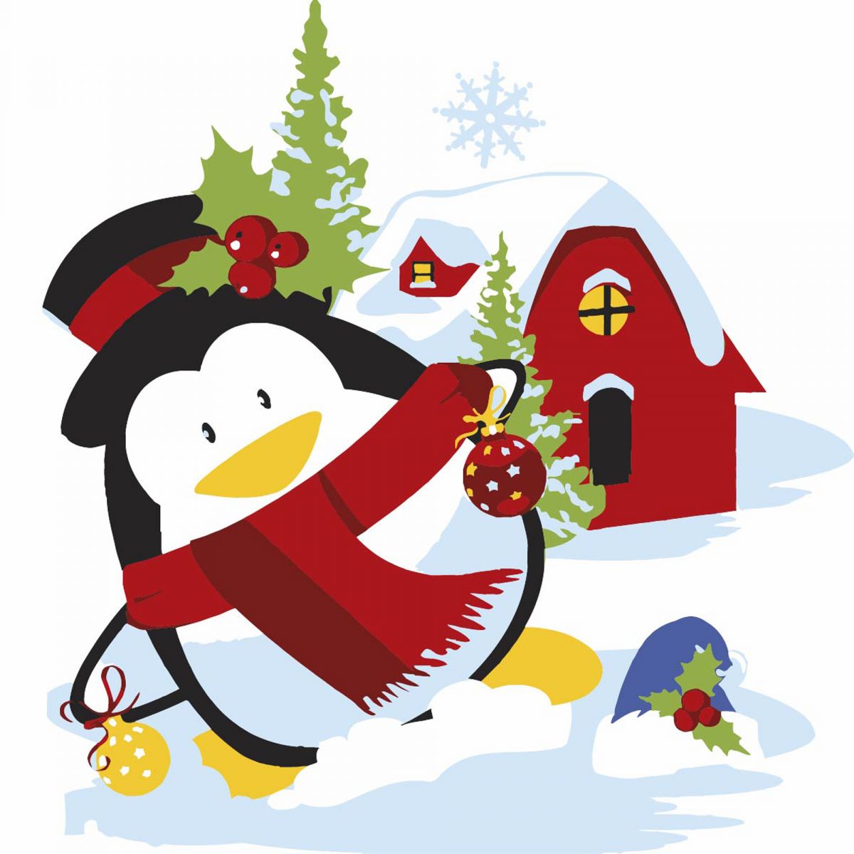 Картина по номерах "Пінгвін біля будинку" 20х20 см  фото 1