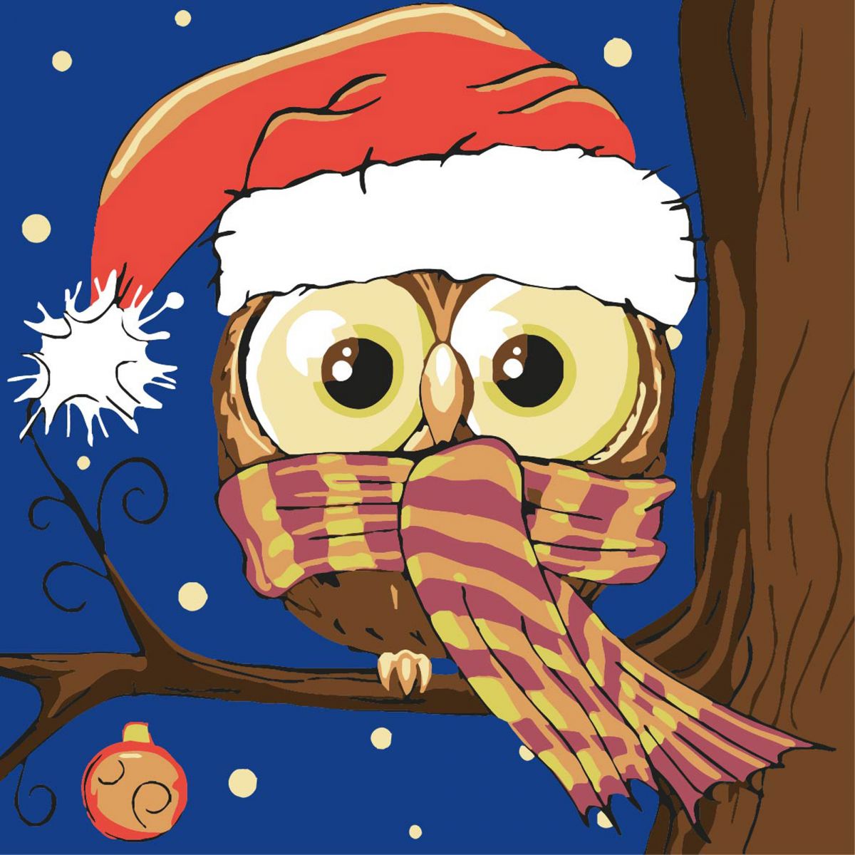 Картина по номерах "Сова на гілці" 20х20 см  фото 1