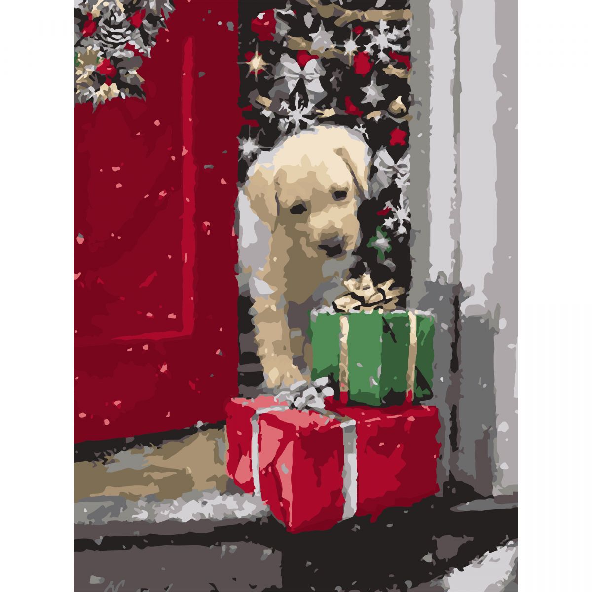 Картина по номерах "Песик із подарунками" 30х40 см  фото 1