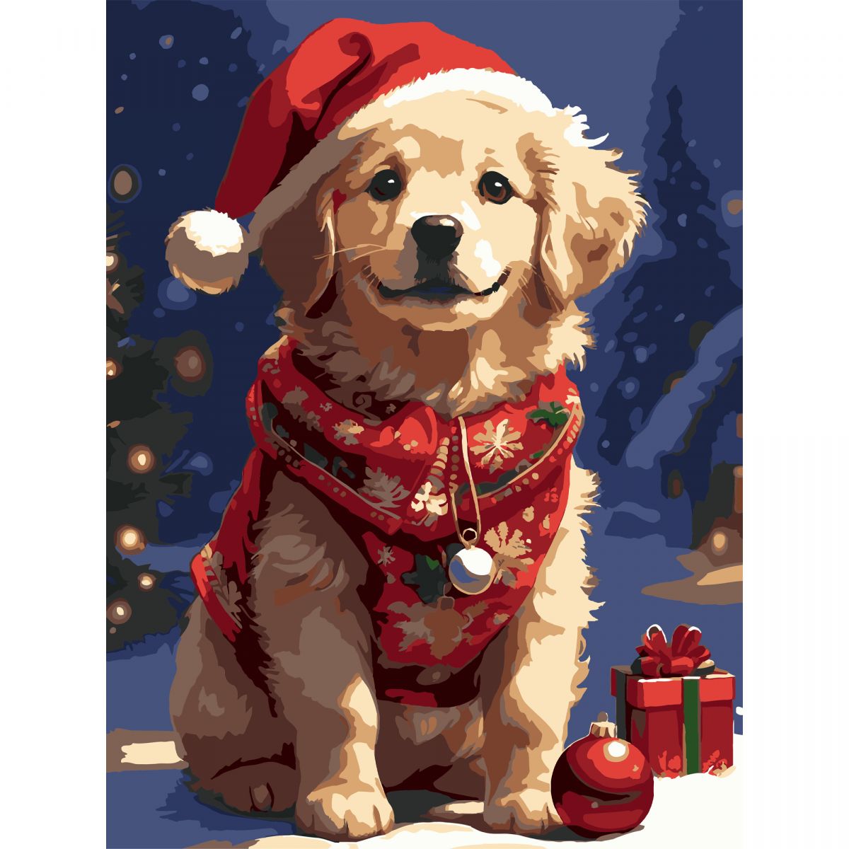 Картина по номерах "Новорічний пес" 30х40 см  фото 1