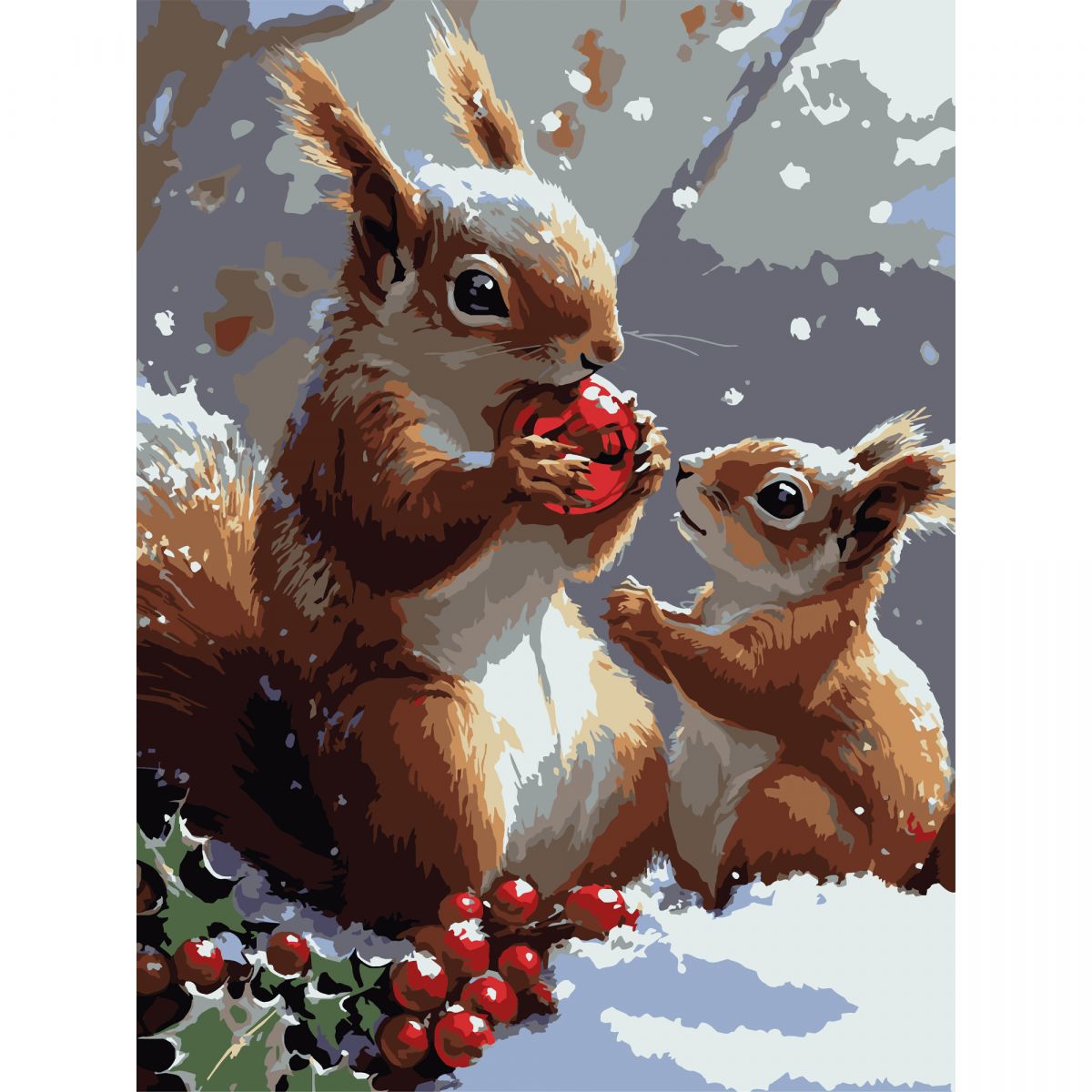 Картина по номерах "Зимові білочки 30х40 см  фото 1