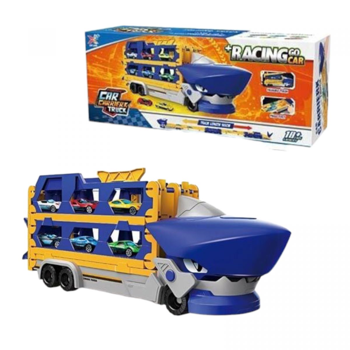 Трейлер трек з машинками в коробці  фото 1