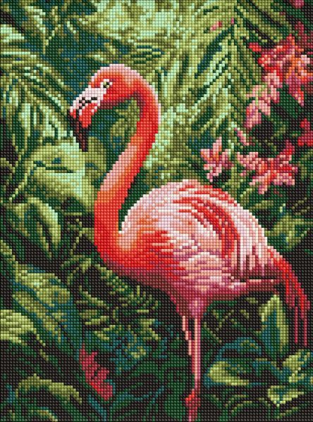 Алмазна мозаїка - "Фламінго в тропіках" ©art_selena_ua, 30х40см  фото 1