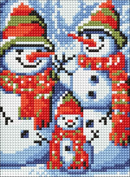 Алмазна мозаїка без підрамника - "Чарівні сніговики" ©art_selena_ua, 15х20см  фото 1