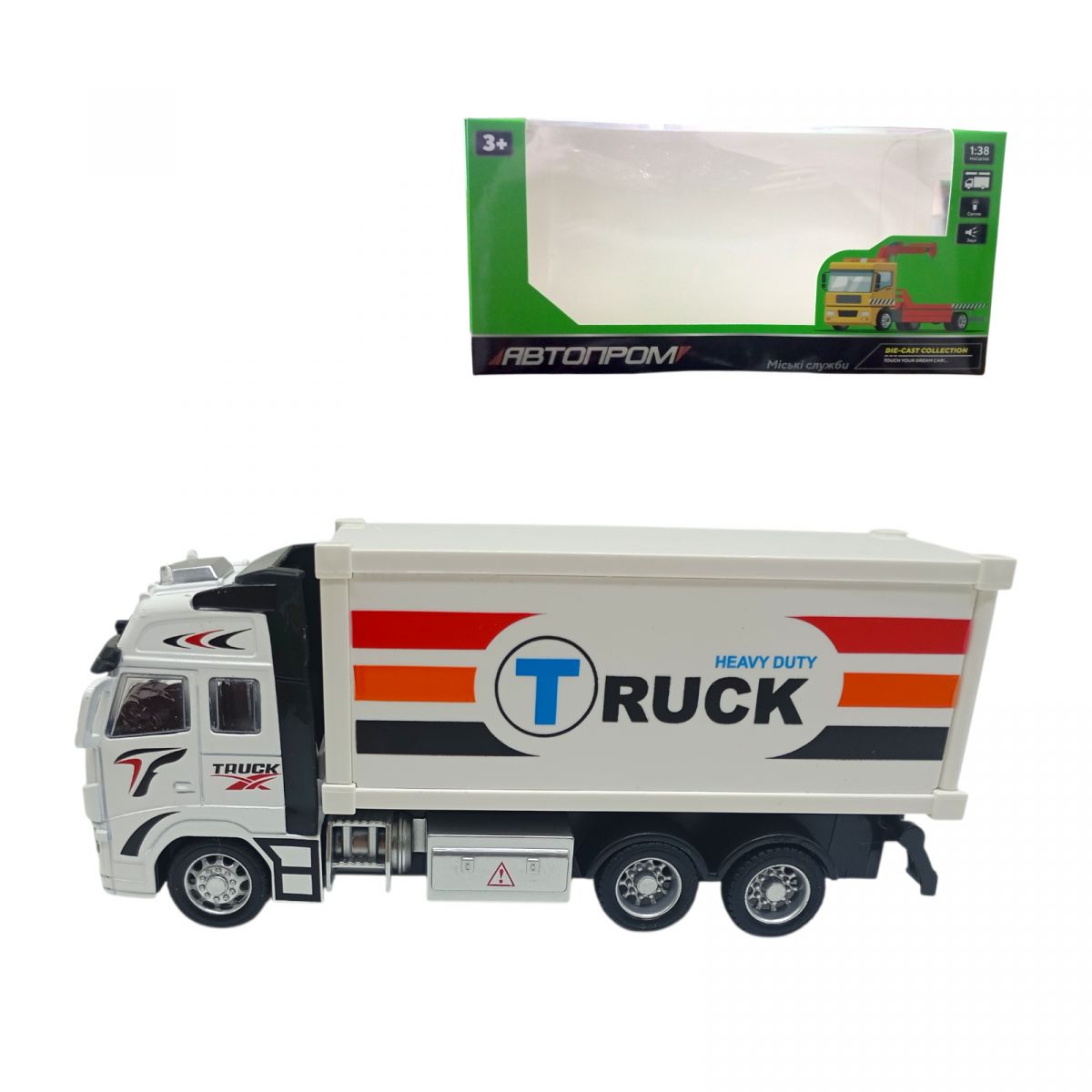Машина мет.  АВТОПРОМ 1:38, фургон, батар. , світ. , звук, короб. 25,5 * 12 * 9см  фото 1