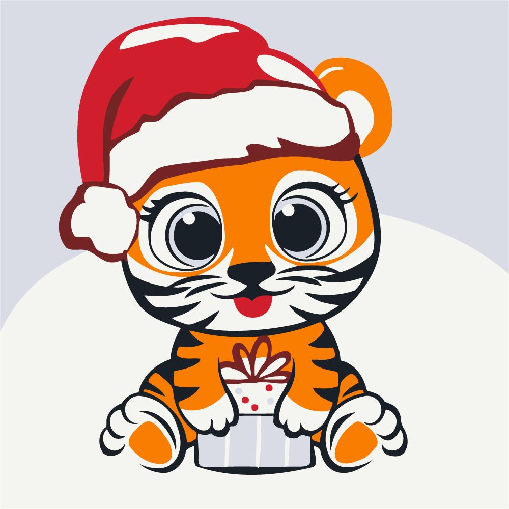 Картина по номерам "Полосатик с подарком" 20x20 см.  фото 1