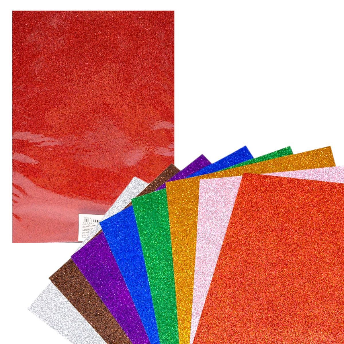 Набір кольорового паперу з глітером (21х29,7см), 8 аркушів  фото 1