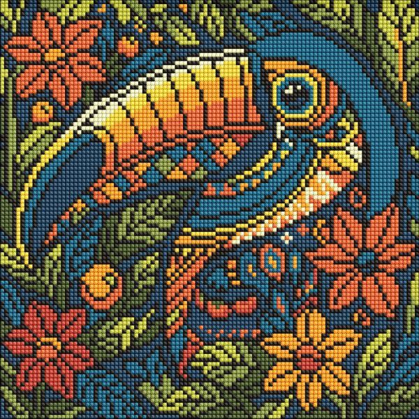 Алмазна мозаїка - "Вітраж.  Тукан" ©art_selena_ua, 30х30см  фото 1