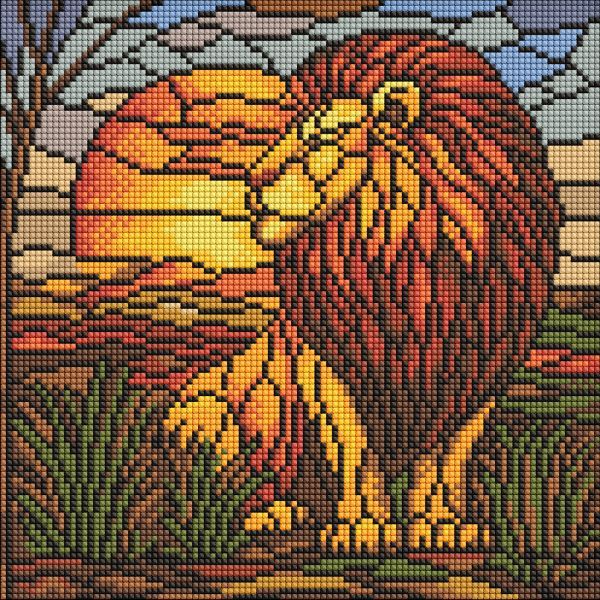 Алмазна мозаїка - "Вітраж.  Лев" ©art_selena_ua, 30х30см  фото 1