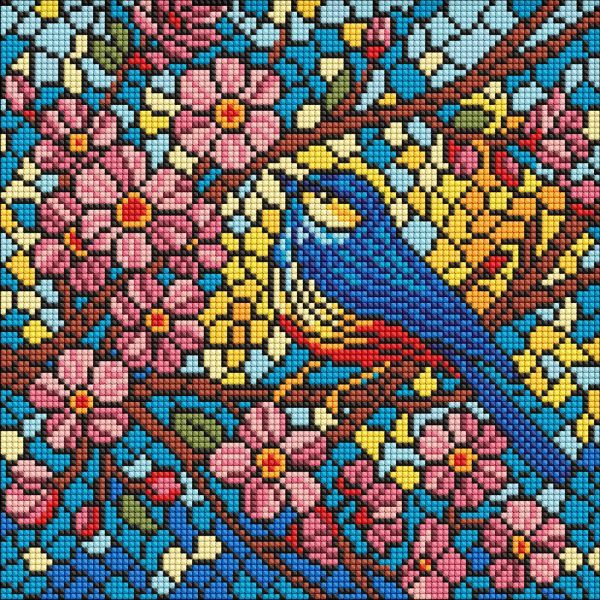 Алмазна мозаїка - "Вітраж.  Синиця" ©art_selena_ua, 30х30см  фото 1
