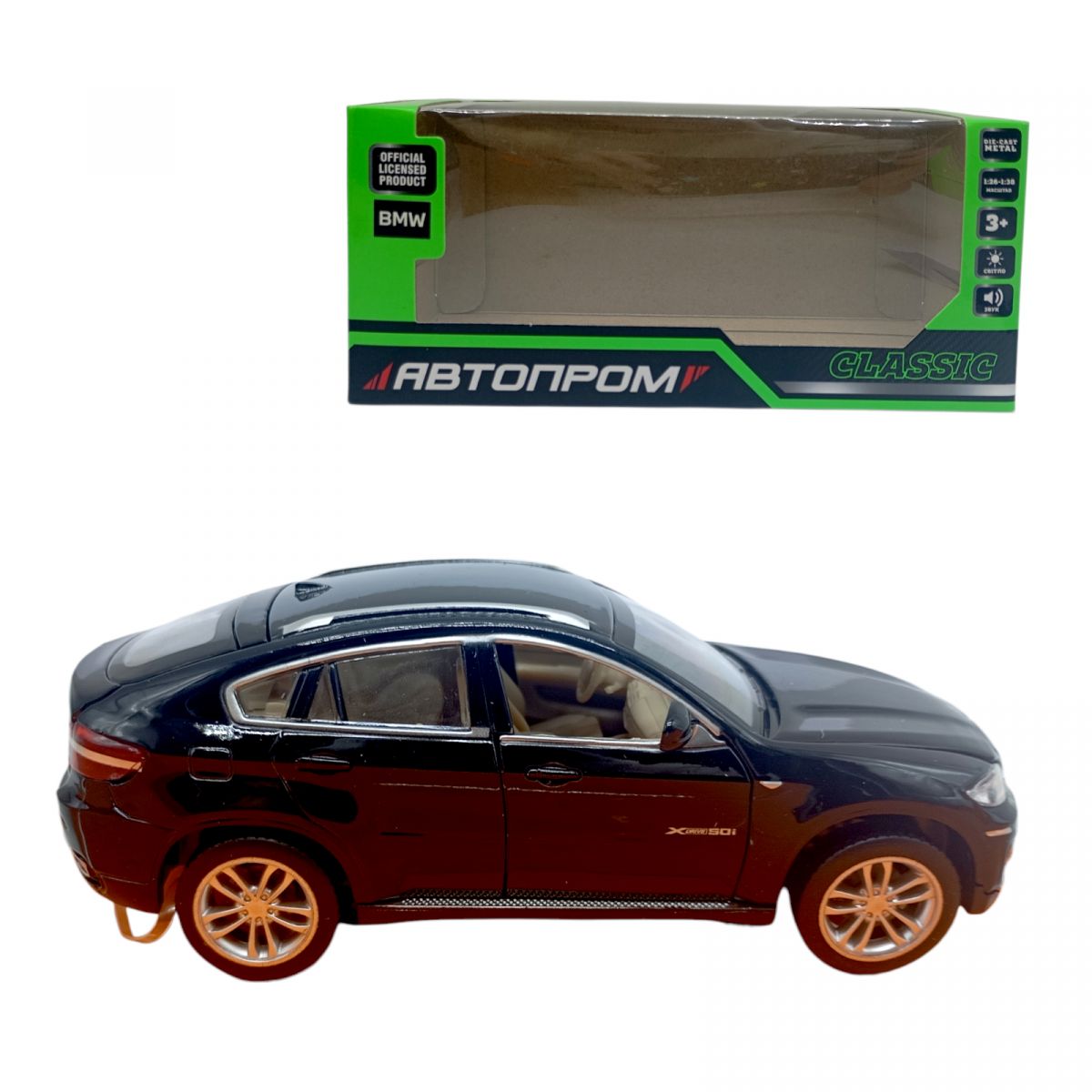 Машина АВТОПРОМ 1:32 BMW X6 (ЧОРНА) кор 18*8*9 см.  фото 1