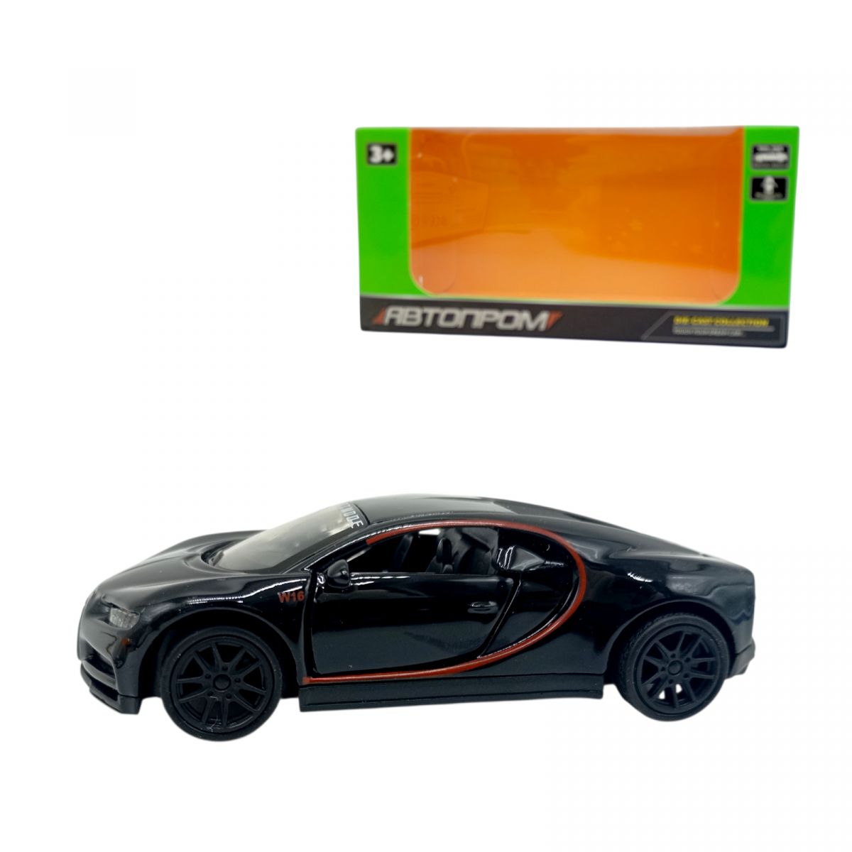 МАШИНКА АВТОПРОМ 1:39 BUGATTI (ЧОРНА)  фото 1