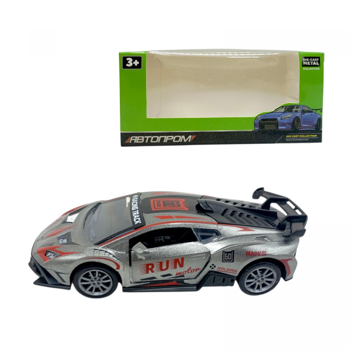 МАШИНА АВТОПРОМ LAMBORGHINI "RUN" СІРА  фото 1