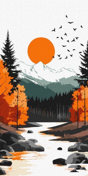 Картина за номерами - "Жовтий місяць серед осіннього лісу" ©art_selena_ua, 40х80см  фото 1