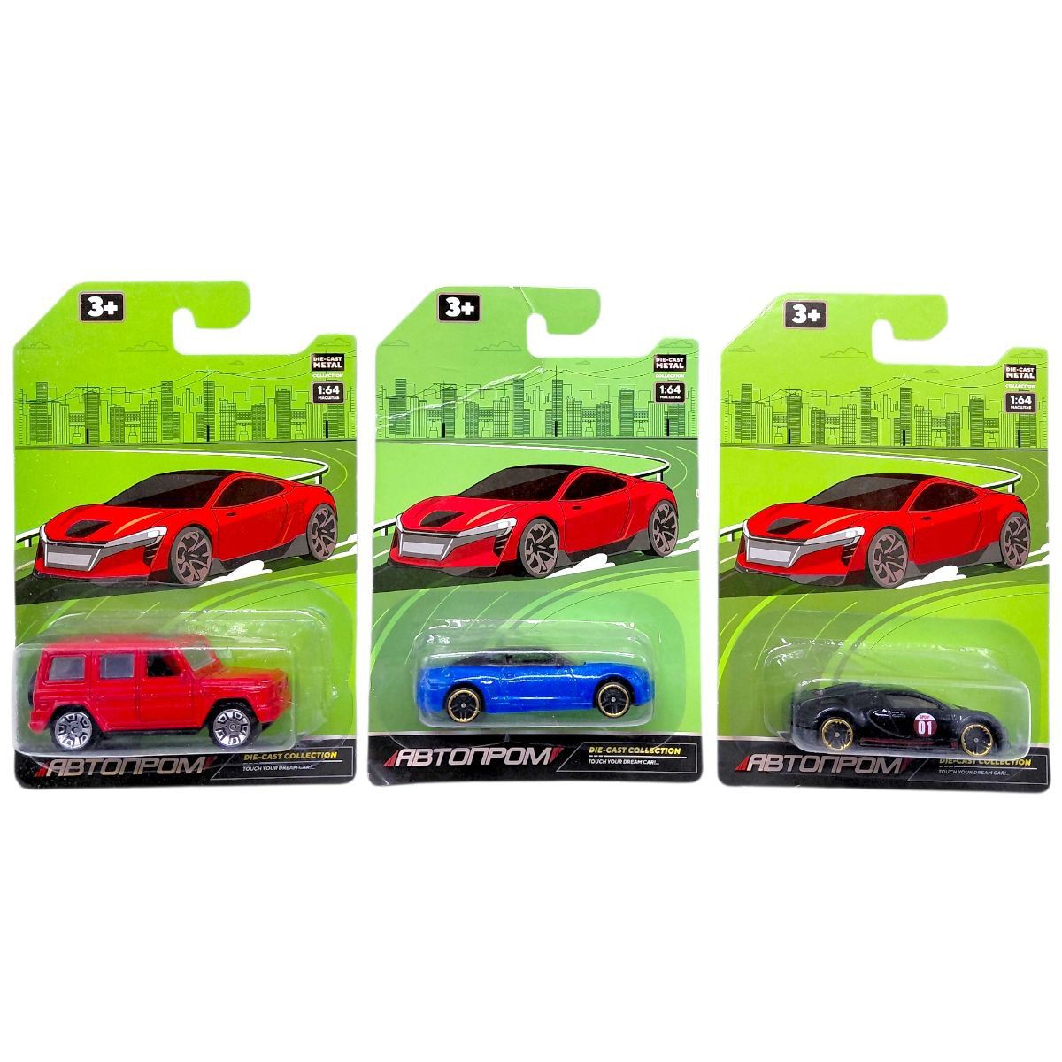 Машина металлическая АВТОПРОМ, 1:64, микс видов (планшет 16,5*11*4 см)  фото 1