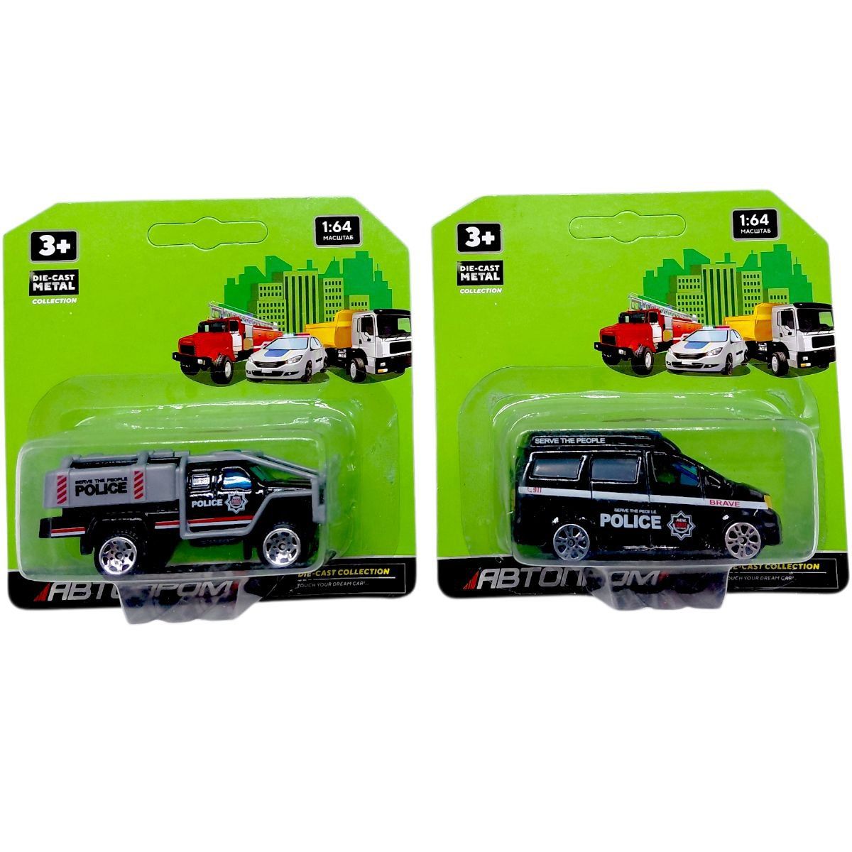 Машина металлическая АВТОПРОМ, 1:64, микс видов (планшет 5,5*11,5*4 см)  фото 1