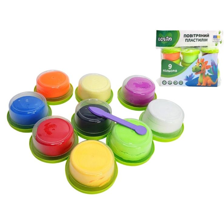 Набор для лепки с воздушным пластилином в стаканчиках, 9 цветов  фото 1