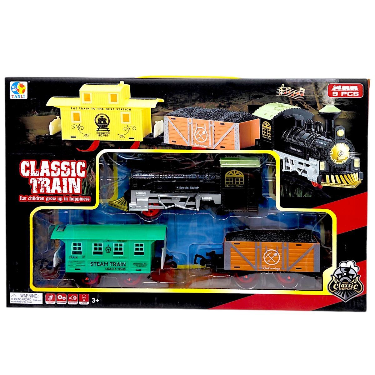 Залізниця (звук, підсвічування, 2 вагони, в коробці 41,5х6х27,5 см)  фото 1