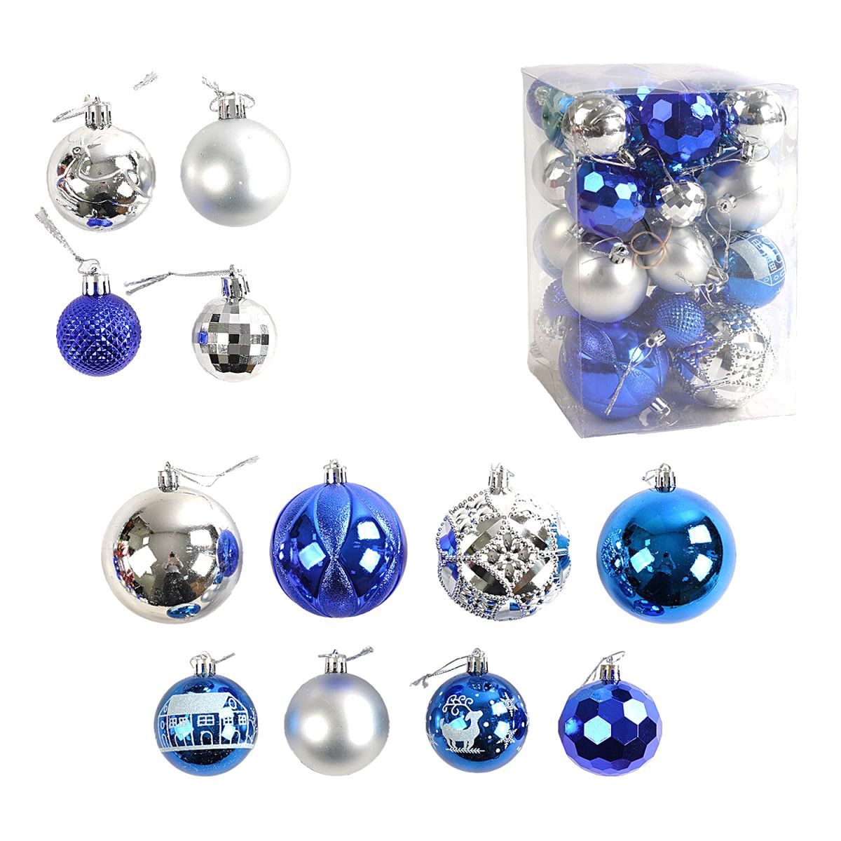 Уцінка.  Новорічні прикраси, 34 штуки, кульки, у слюді   - Пошкоджене пакування  фото 1