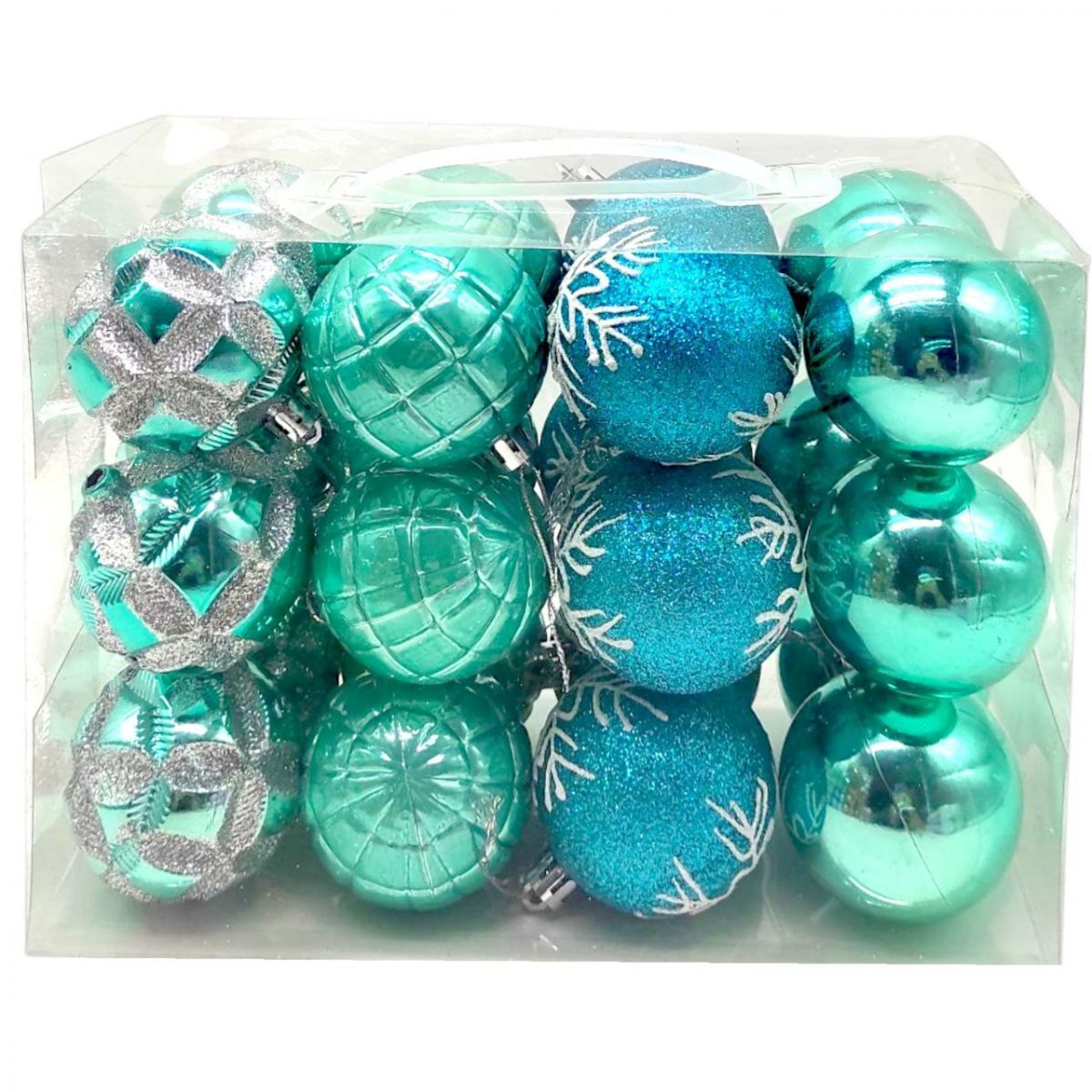 Уцінка.  Новорічні прикраси, 24 штук, кульки, D = 5,5  см, у слюді   - Пошкоджене пакування  фото 1