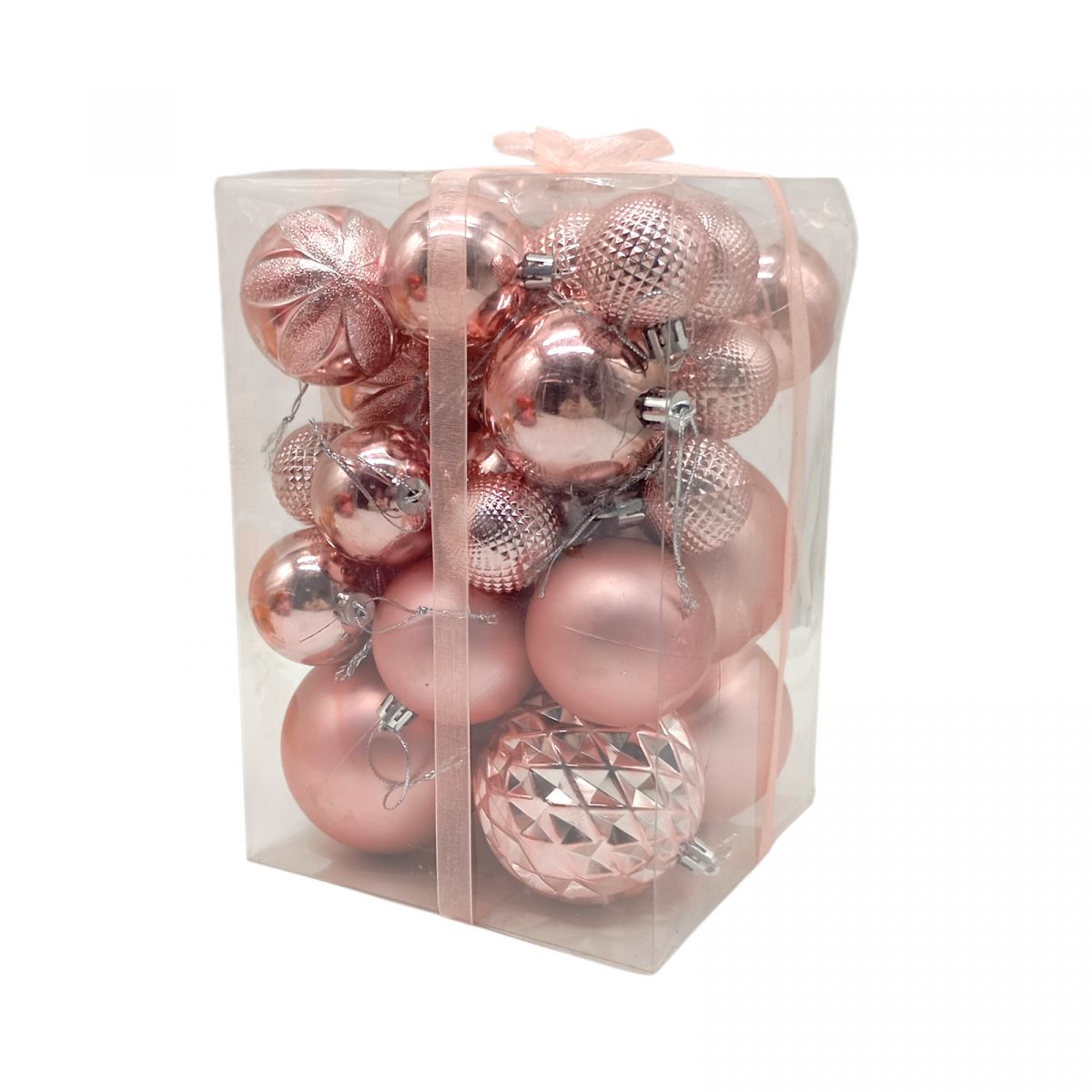 Уценка.  Новорічні прикраси кульки, 30 штук, (РОЖЕВА) - Повреждена упаковка  фото 1