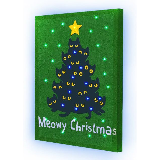 Картина по номерах зі світлодіодною підсвіткою "Котяча ялинка" 40х50 см  фото 1