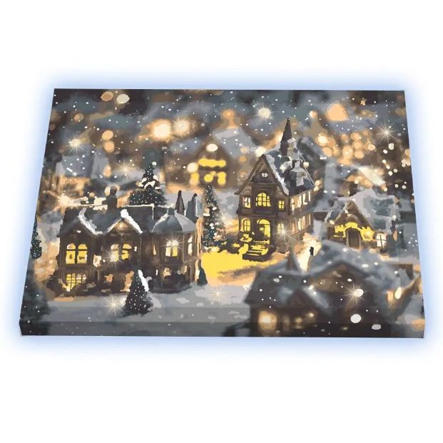 Картина по номерах зі світлодіодною підсвіткою "Зимовий вечір" 40х50 см  фото 1