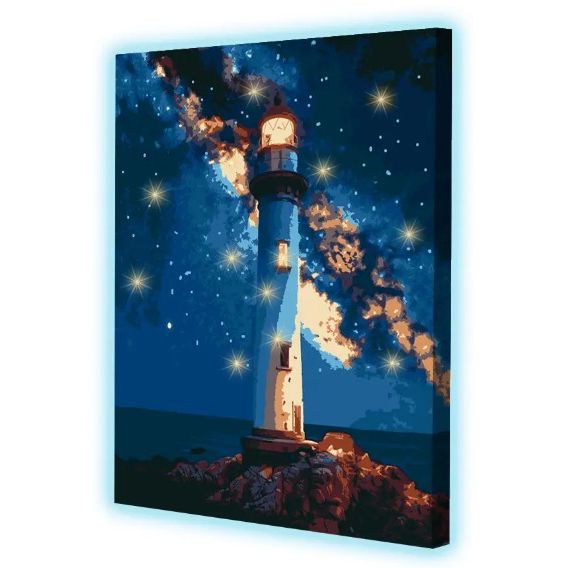 Картина по номерах зі світлодіодною підсвіткою "Зоряний маяк" 40х50 см  фото 1
