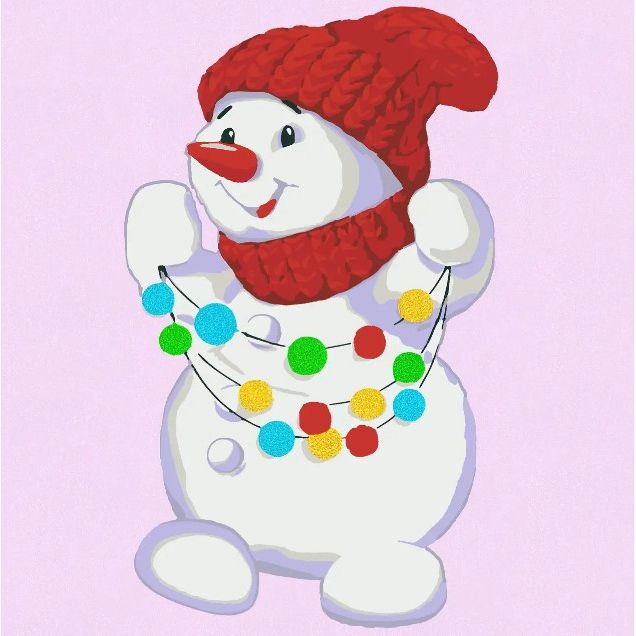 Картина по номерах зі світлодіодною підсвіткою "Сніговик" 25x25 см  фото 1