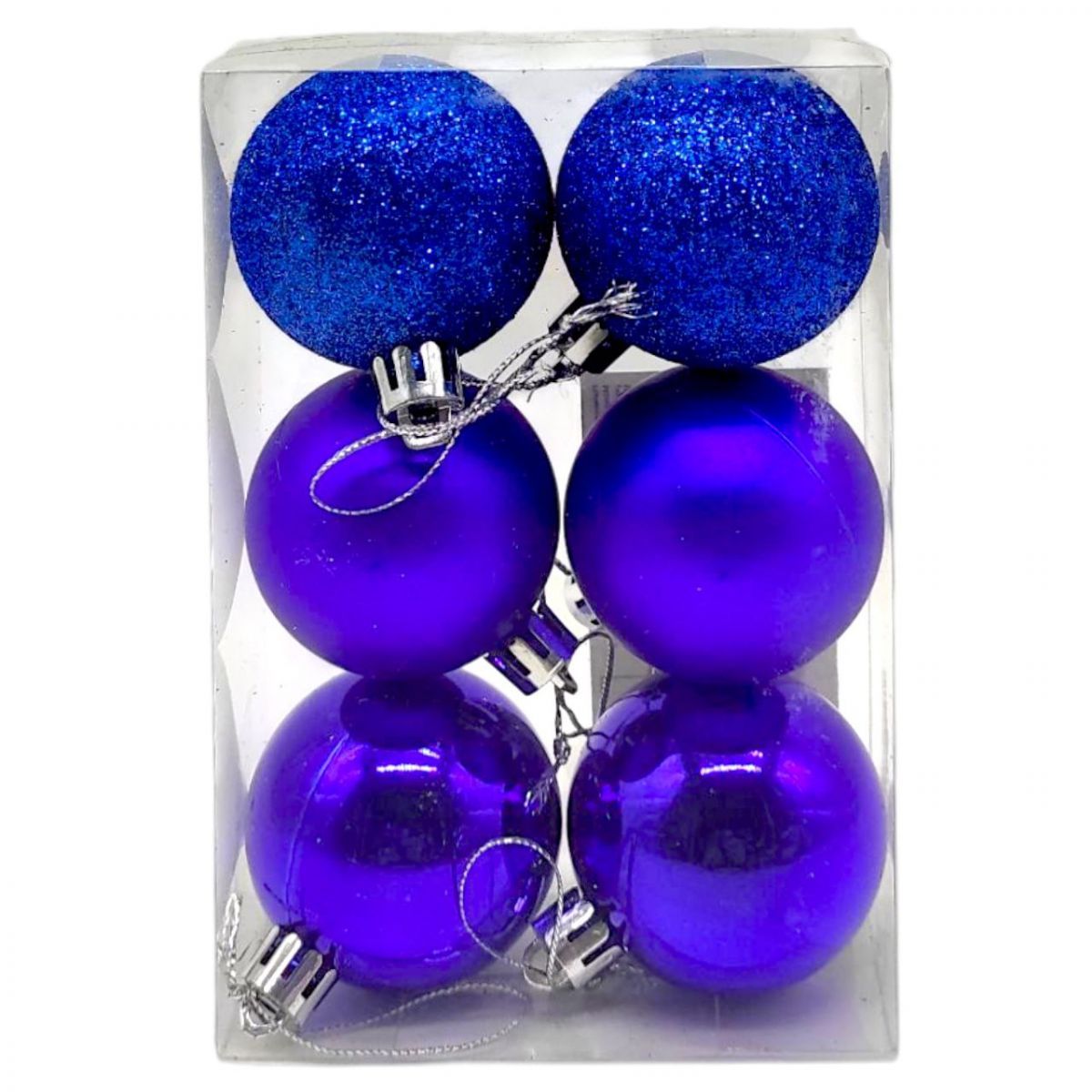 Уценка.  Новорічні прикраси, 6 штук, кульки діаметр - 4,5 см (СИНІ) - Повреждена упаковка  фото 1