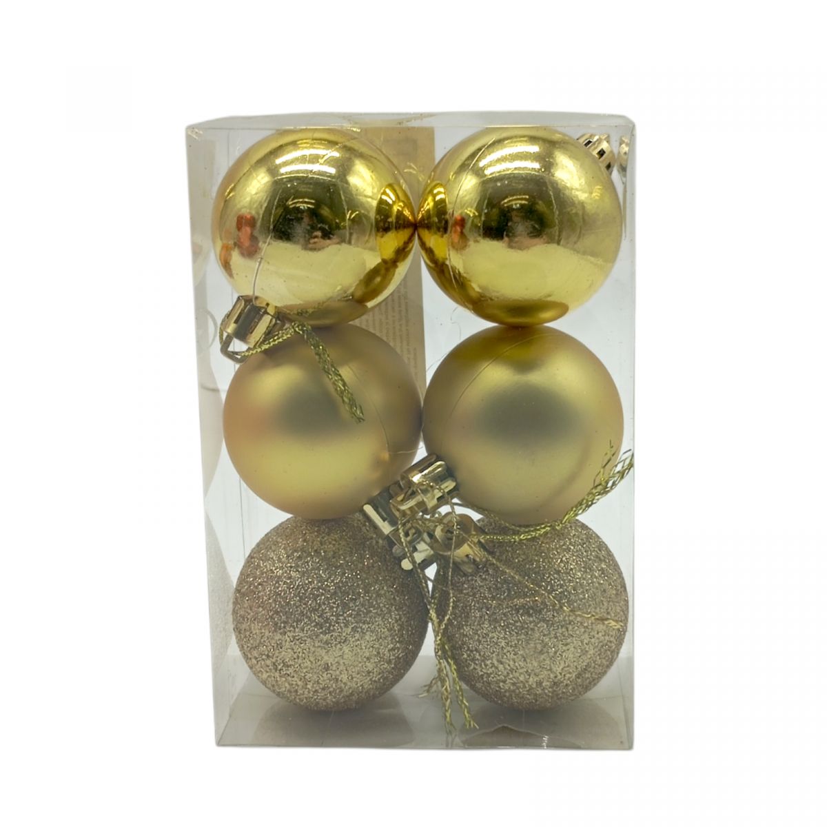 Уценка.  Новорічні прикраси 6 штук, кульки, (ЗОЛОТІ) - Повреждена упаковка  фото 1