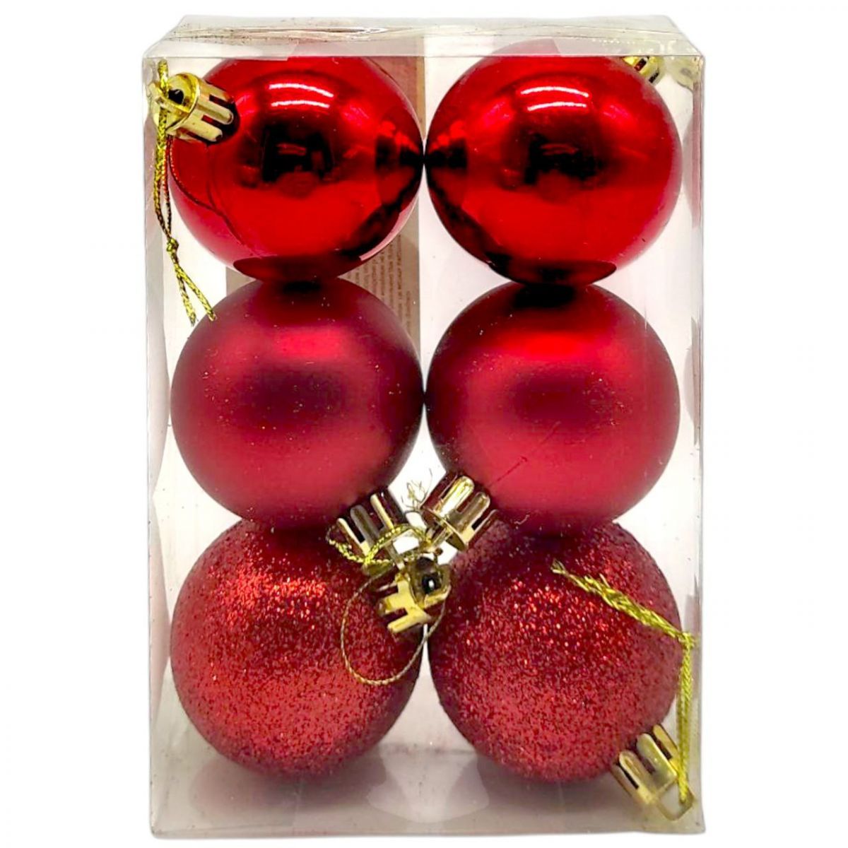 Уценка.  Новорічні прикраси, 6 штук, кульки діаметр - 4,5 см (ЧЕРВОНІ) - Повреждена упаковка  фото 1