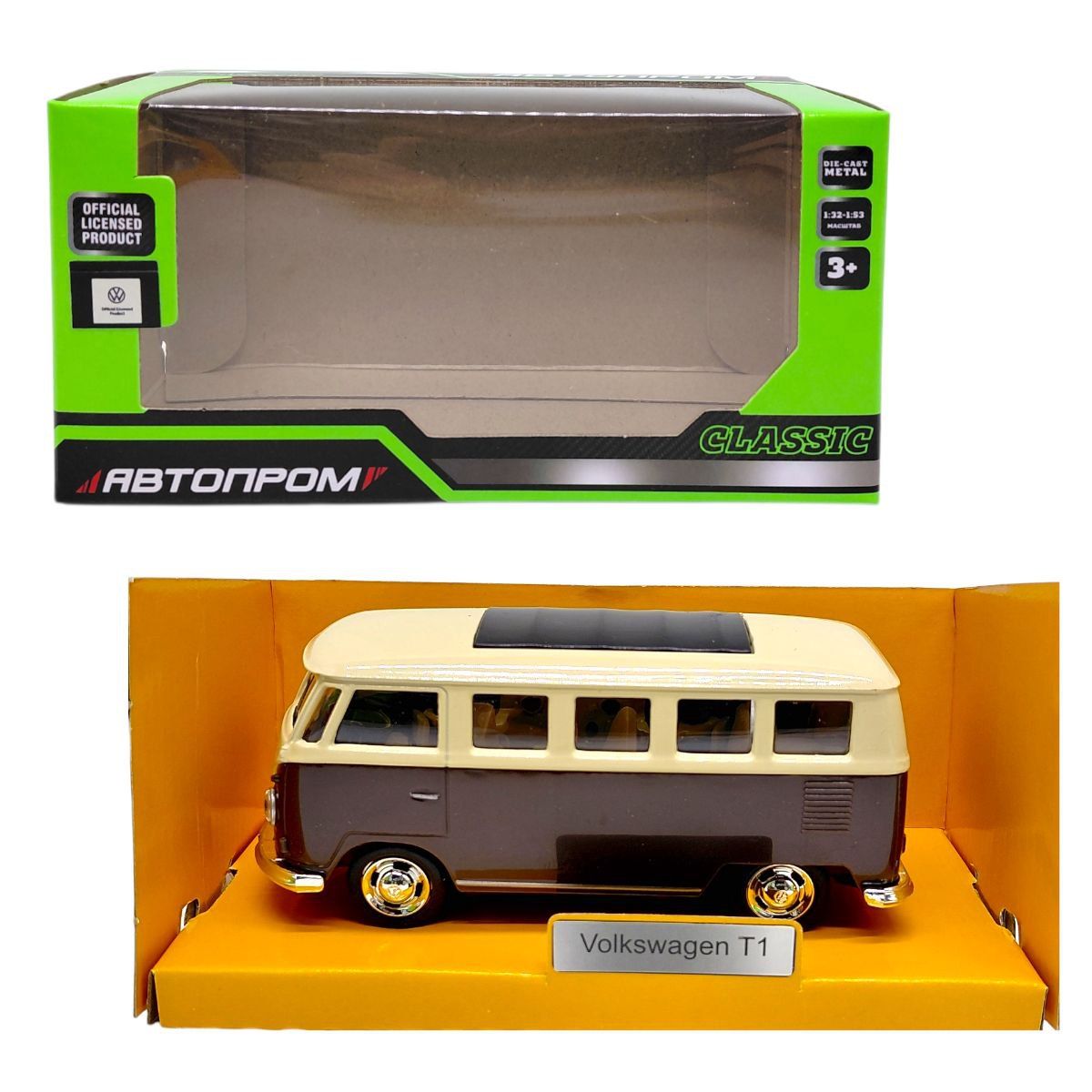 МАШИНА АВТОПРОМ, 1:38 Volkswagen T1 (КОРИЧНЕВИЙ)  фото 1