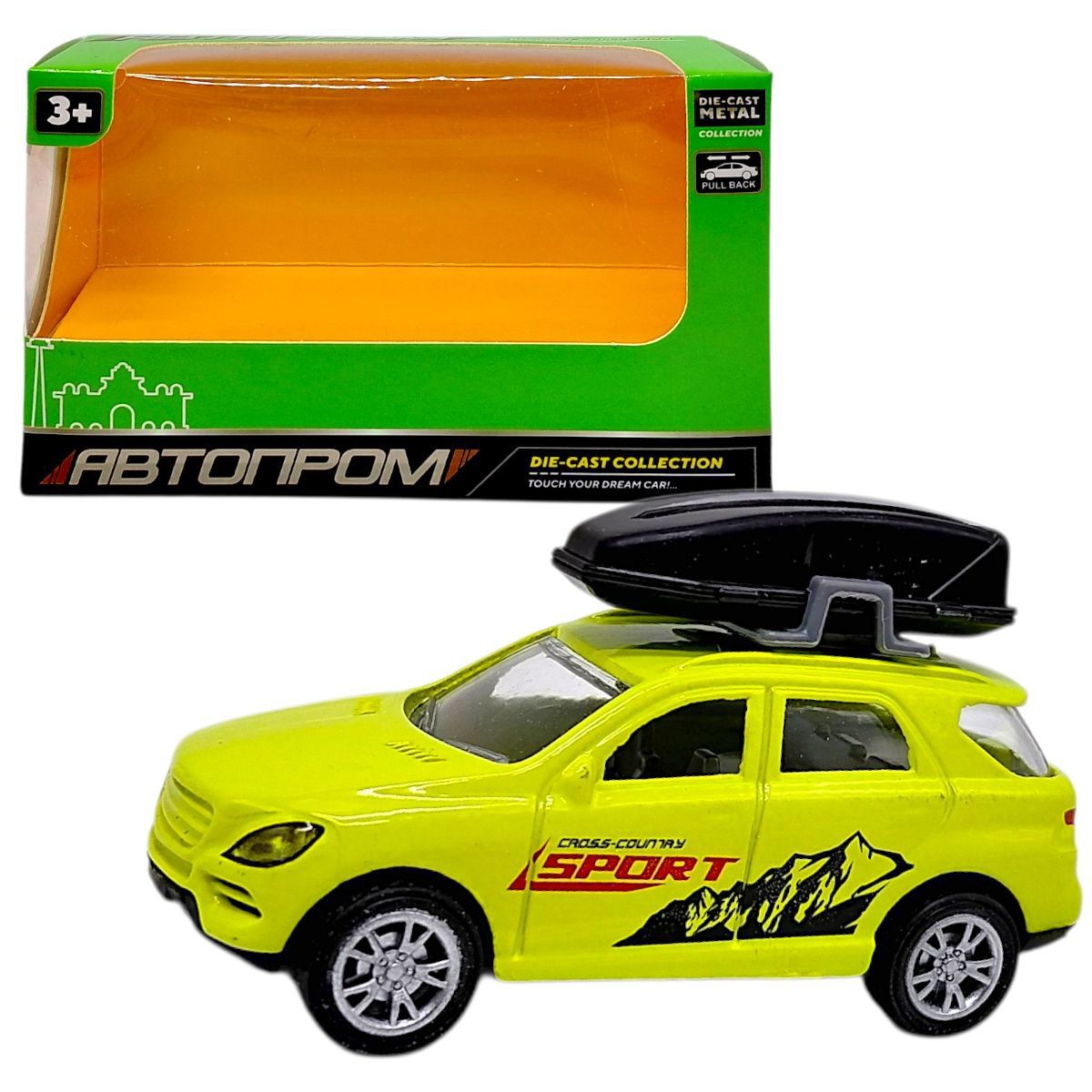 МАШИНА АВТОПРОМ З БАГАЖНИКОМ НА ДАХУ (металева) САЛАТОВА  фото 1