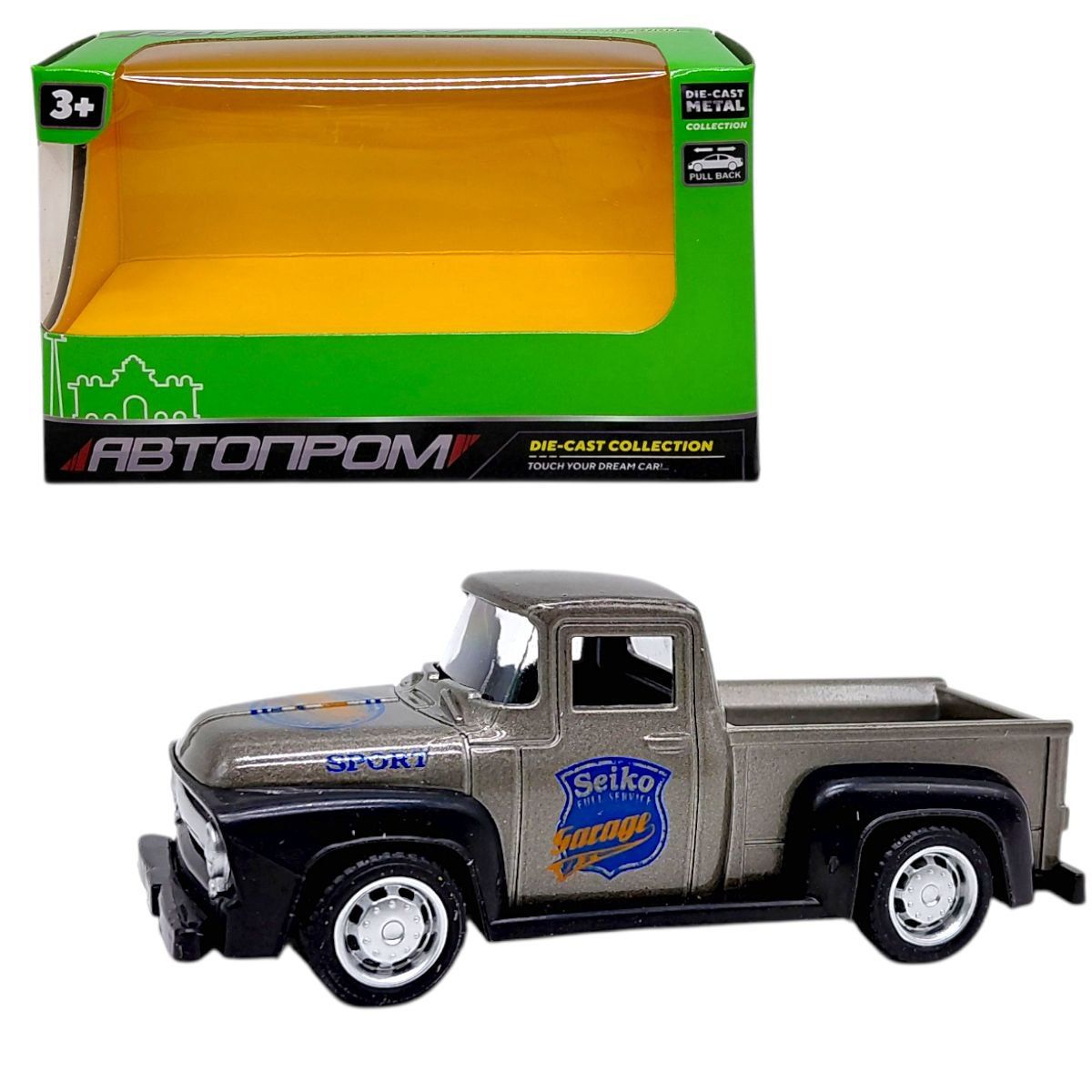 МАШИНА АВТОПРОМ (металева) PICKUP (СІРИЙ)  фото 1