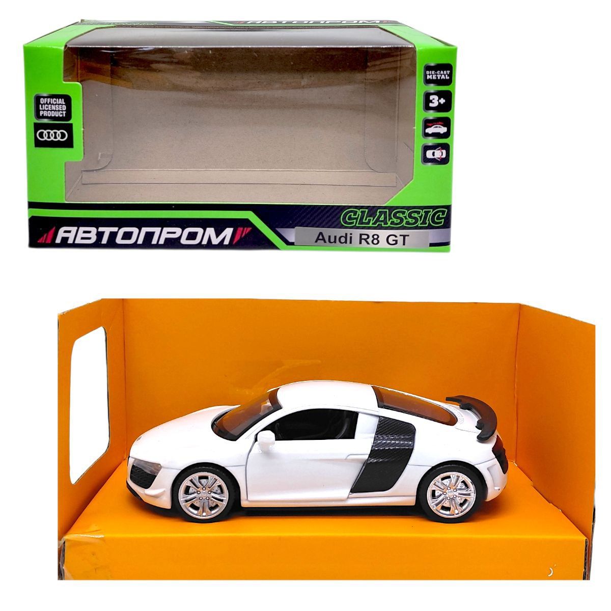 МАШИНА АВТОПРОМ (МЕТАЛЛИЧЕСКАЯ) Audi R8 GT (БЕЛАЯ)  фото 1