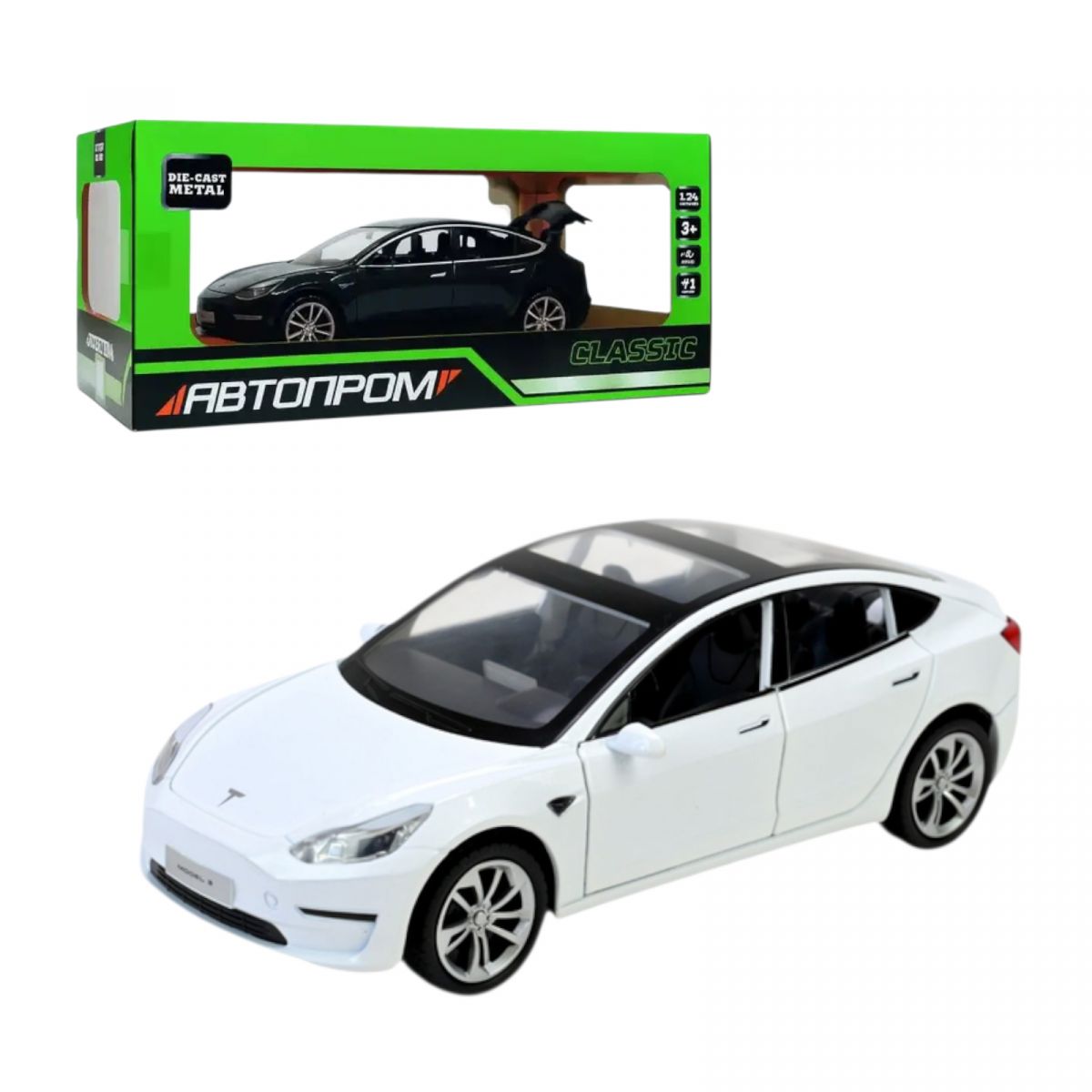 МАШИНА 1:24 Tesla model 3 (БЕЛАЯ)  фото 1