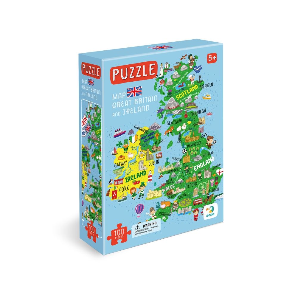 Пазлы «Карта Великобритании и Ирландии», 100 элементов (английский язык)  фото 1