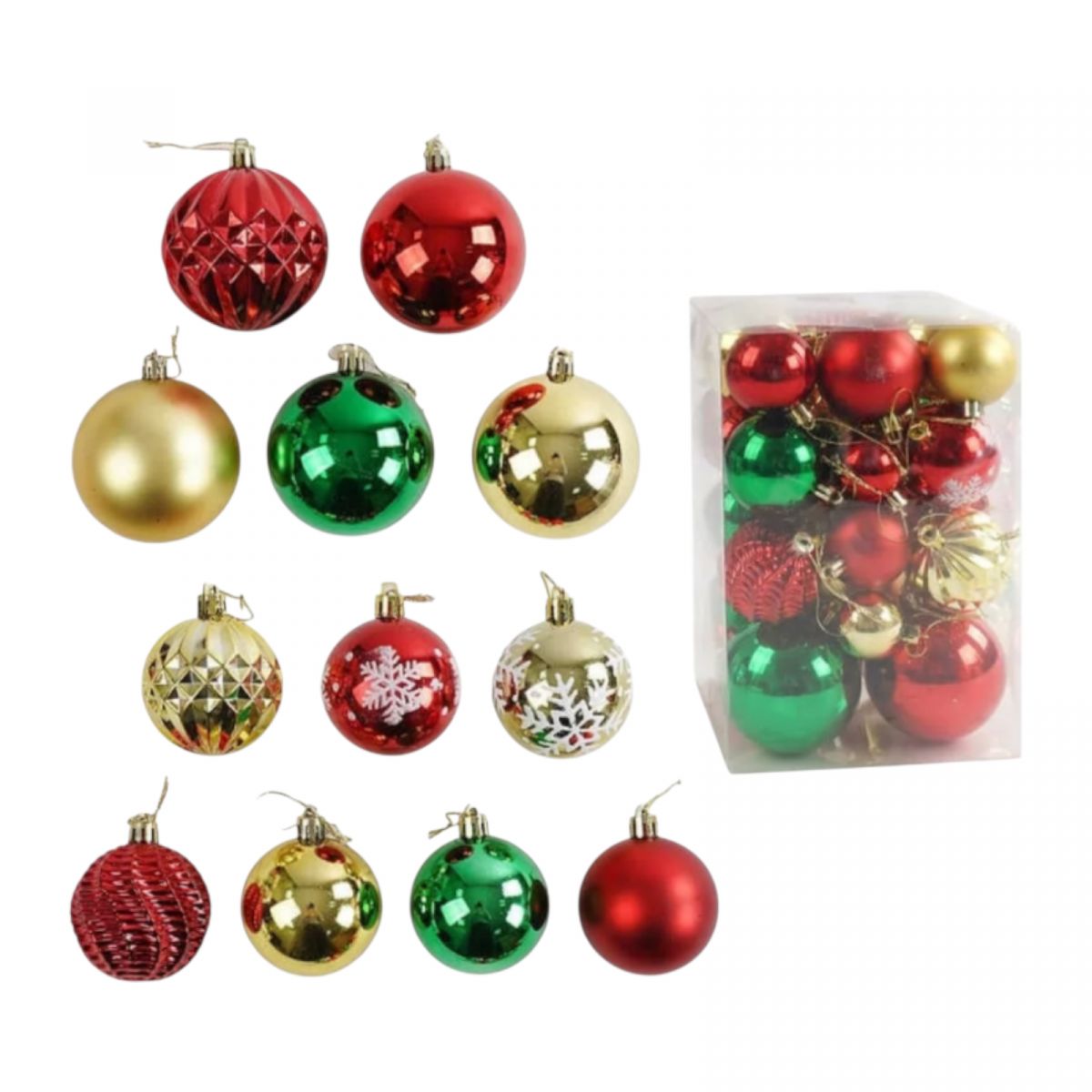 Уценка.  Новорічні прикраси C 67572 (32) 34 штуки, кульки, у слюді   - Повреждена упаковка  фото 1